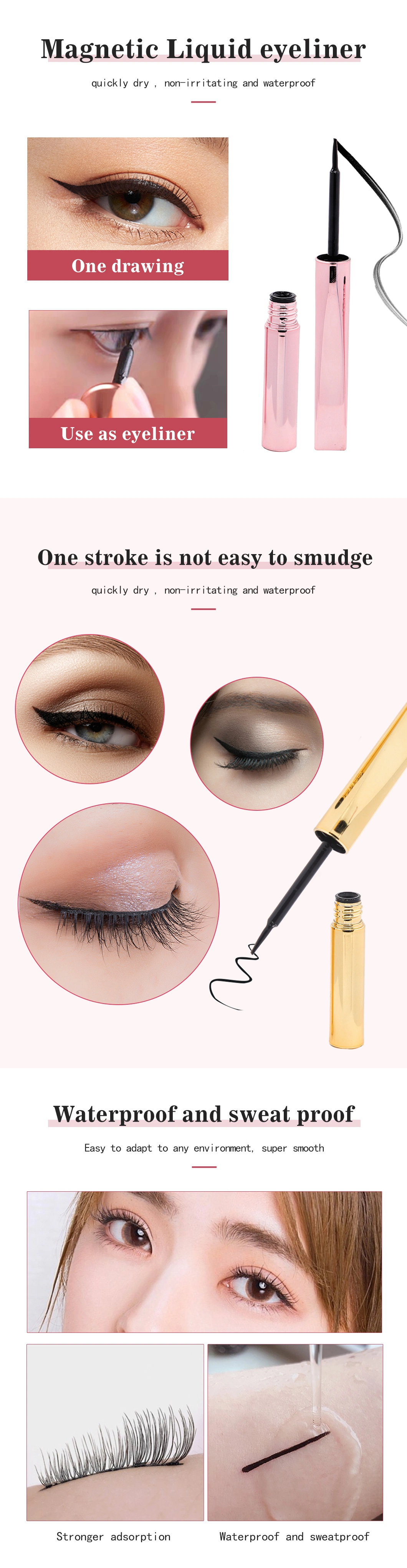 New Long Lasting Magnetic Liquid Eyeliner Eyelashes Waterproof Private Label Eyeliner Pencil Magnetic Eyeliner