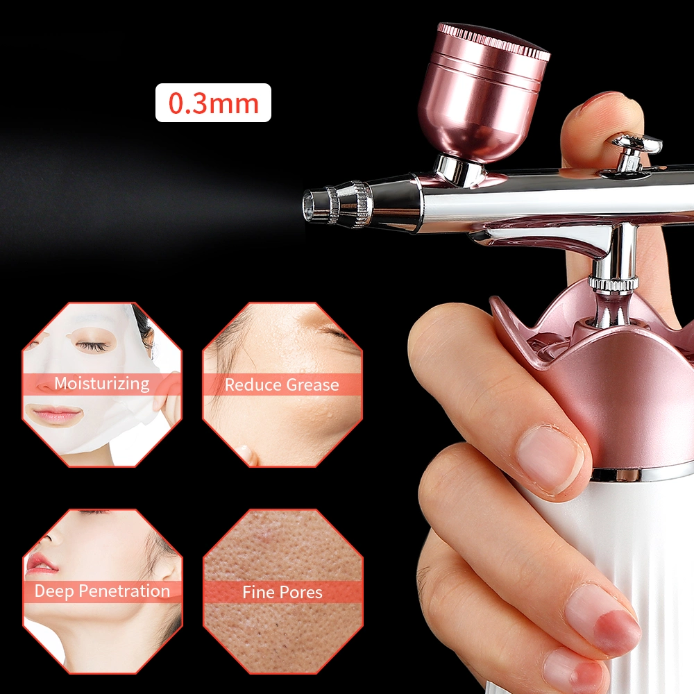 Dual Action 0.3mm Mini Air Compressor Kit Airbrush Paint Spray Gun for Nail Art/Make up/Painting/Face Skin Replenishment Tool
